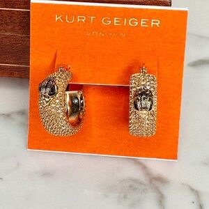 KURT GEIGER LONDON  Signature,Iconic,Eagle head,Pavé Hoop Earrings in Gold Tone